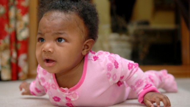 African American baby in pink