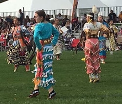 Skyler Kuczaboski ’21 performs a jingle dance 