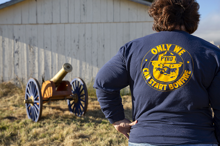 Maya Goehring-Harris is the pyrotechnic operator responsible for the cannon fire.