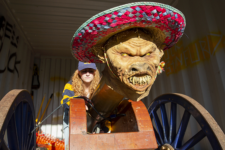 The cannon is in a secret location and wears a mask and sombrero.