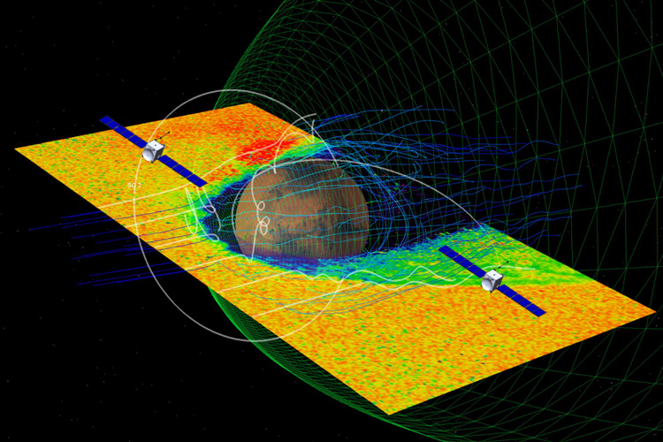 EscaPADE satellites orbiting Mars