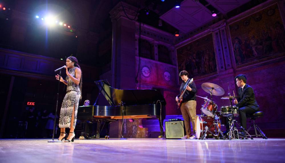 Band playing on stage