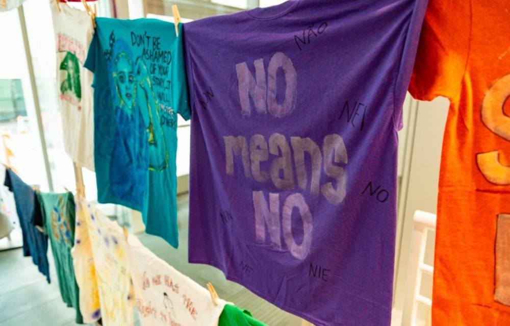 decorated t-shirts on clothesline