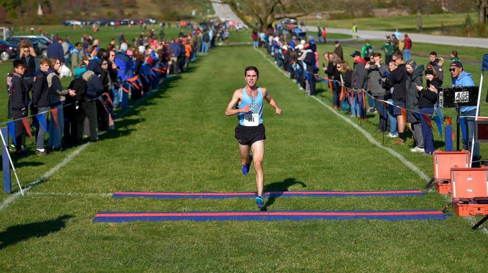 Johns Hopkins junior Jared Pangallozzi crosses the finish line