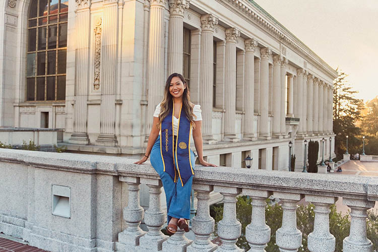 Katalina Cortez posing with her graduation regalia